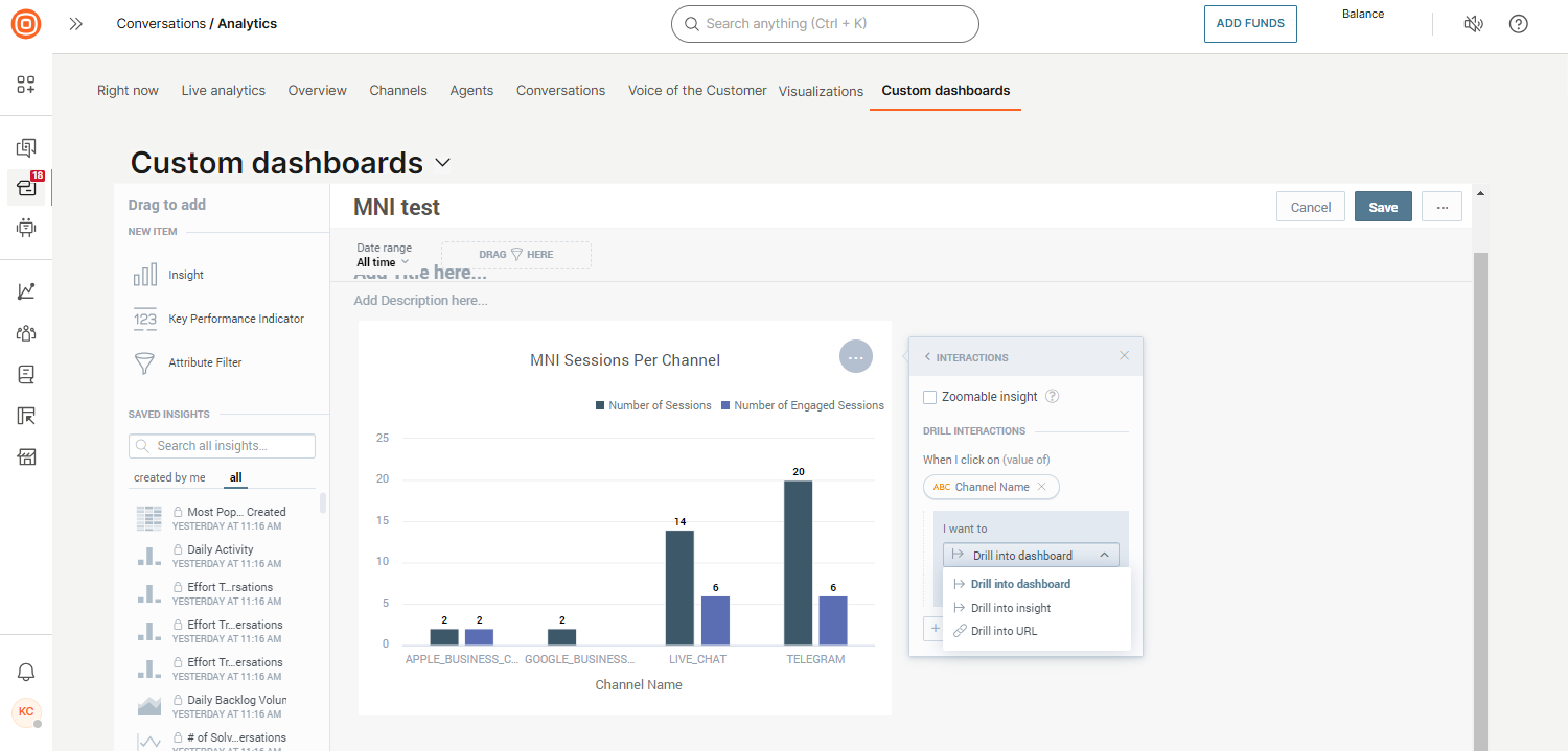 Conversations - Analytics I want to section