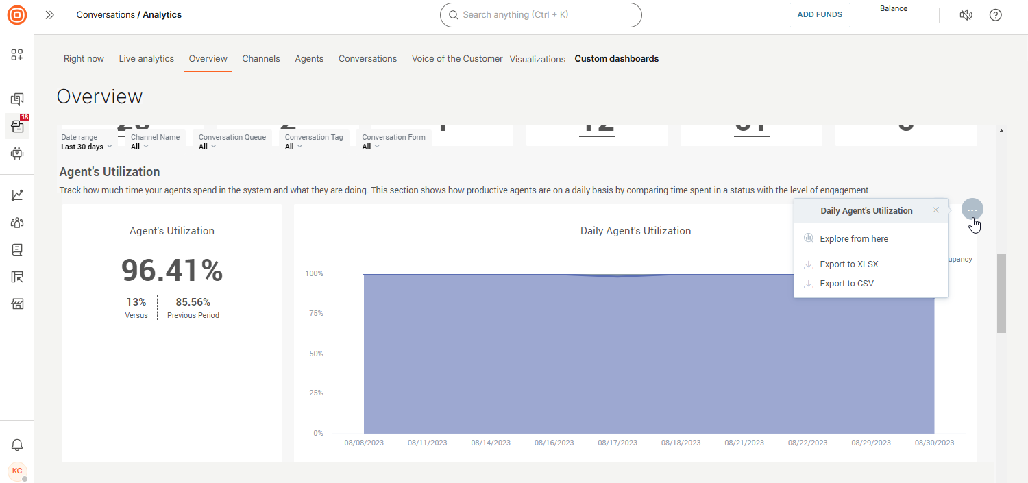 Advanced analytics - Export a dashboard