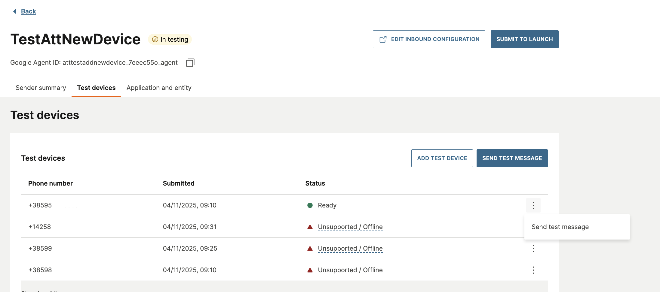 RCS add test devices