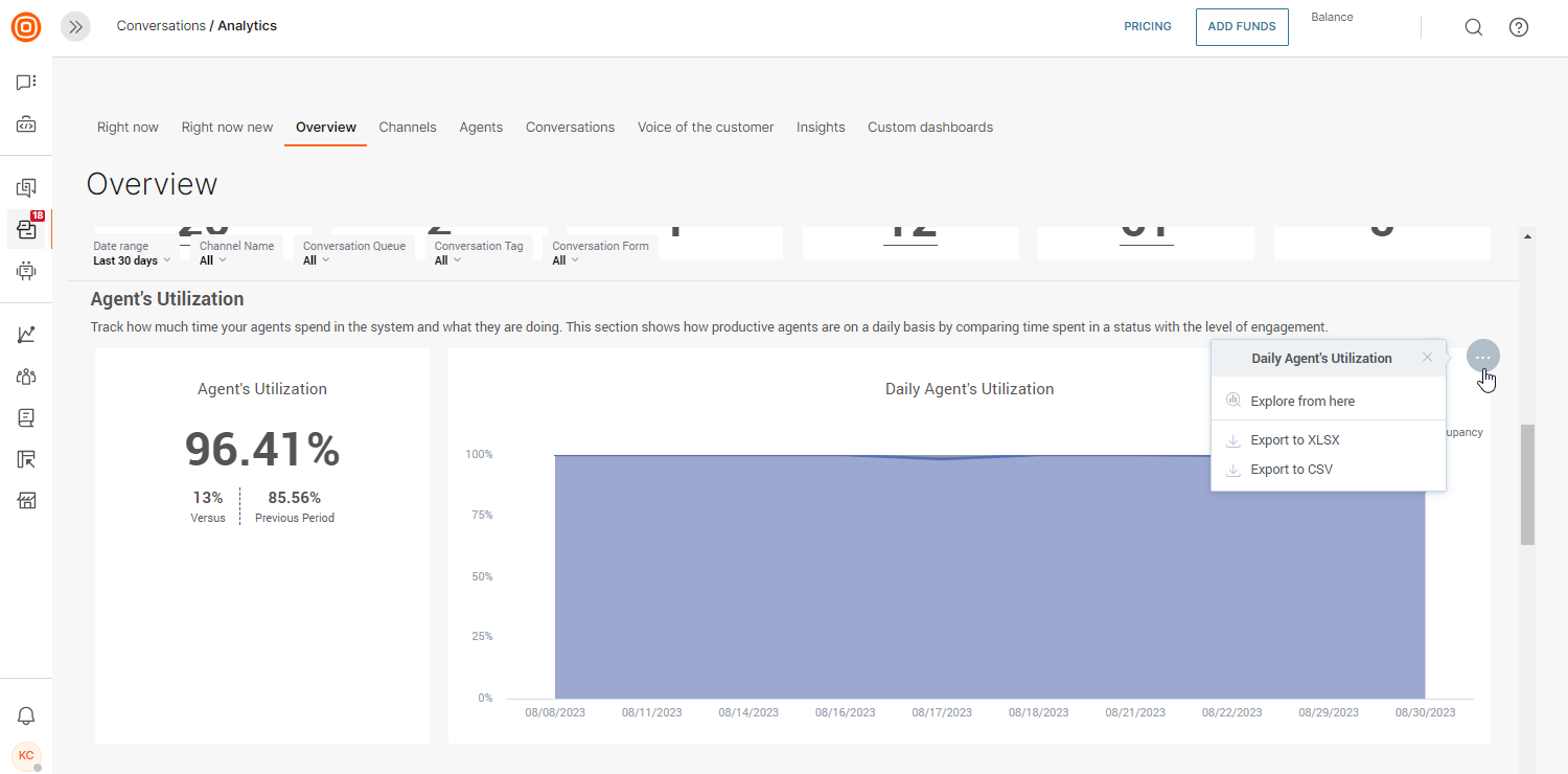 Advanced analytics - Export a dashboard