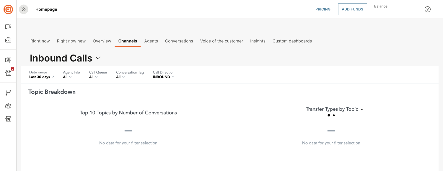 Advanced Analytics - Inbound calls topic breakdown