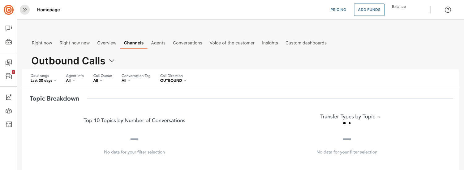 Advanced Analytics - Outbound calls topic breakdown