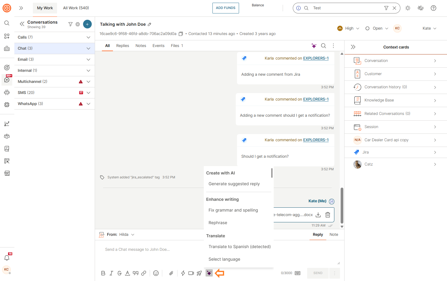 Conversations - Agent AI features