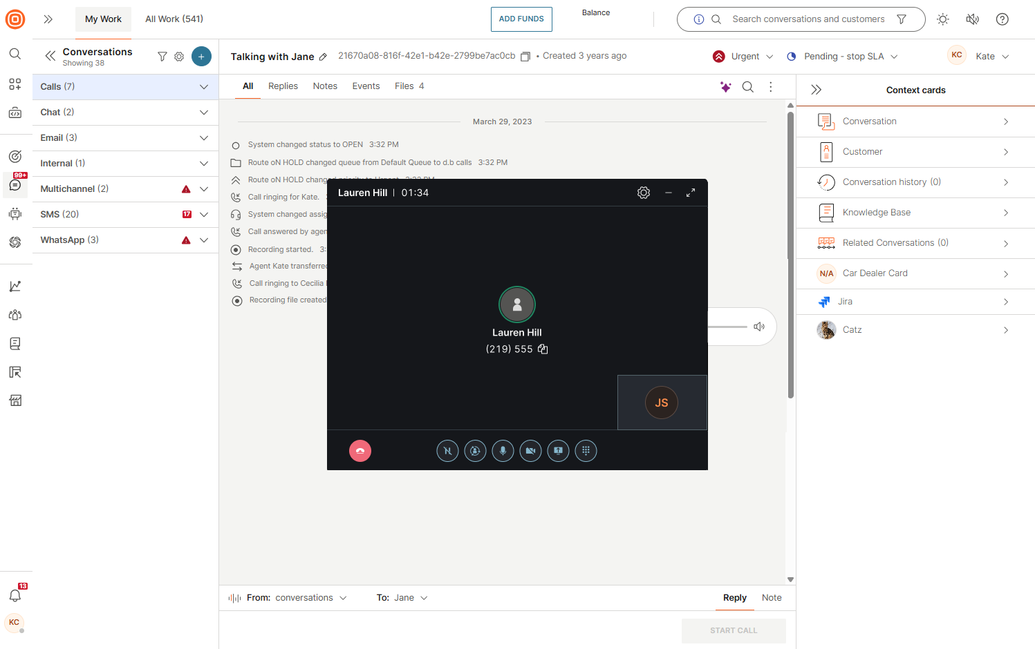 Calls - Answer a call