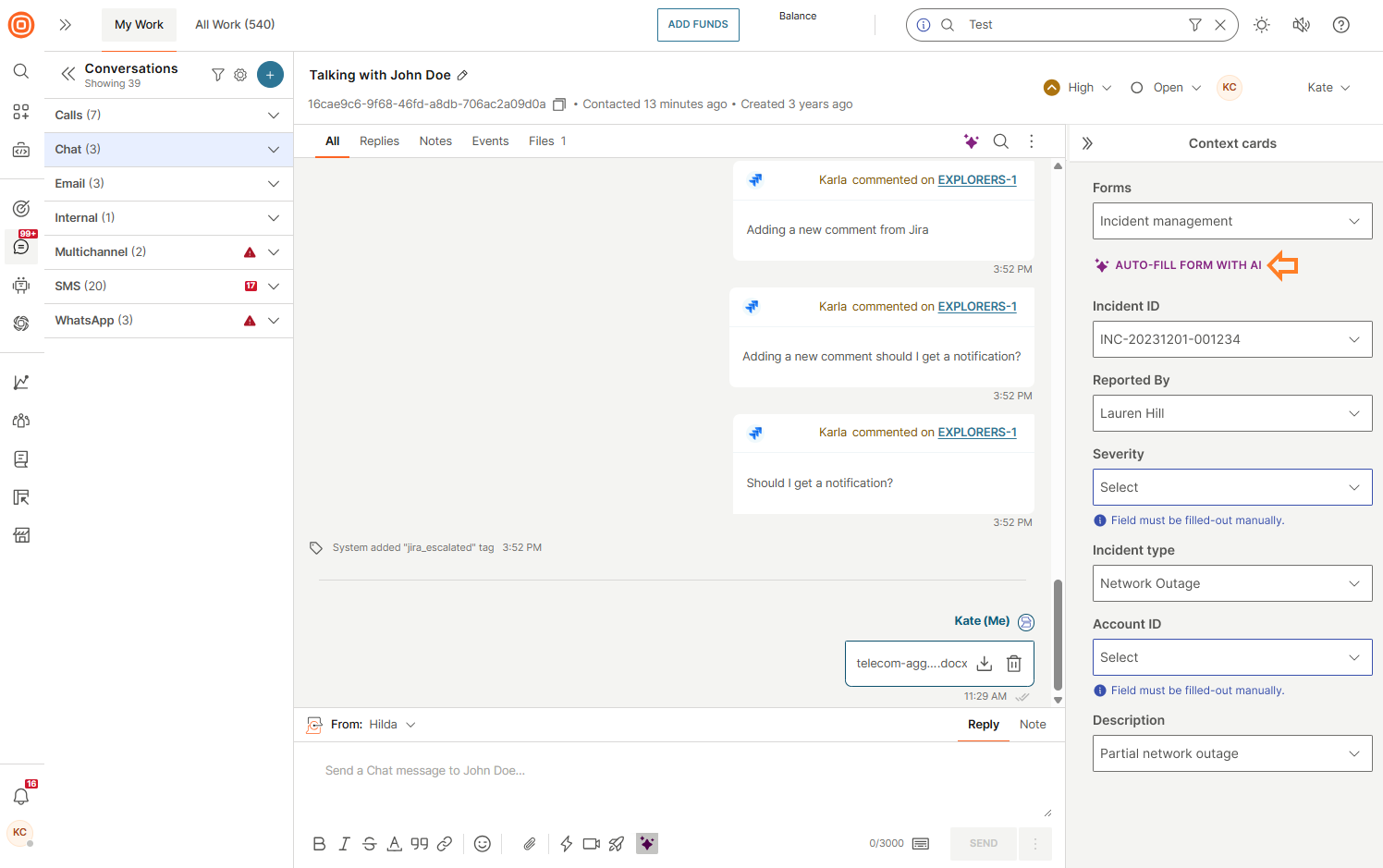 Conversations - AI assistant - Auto-fill form