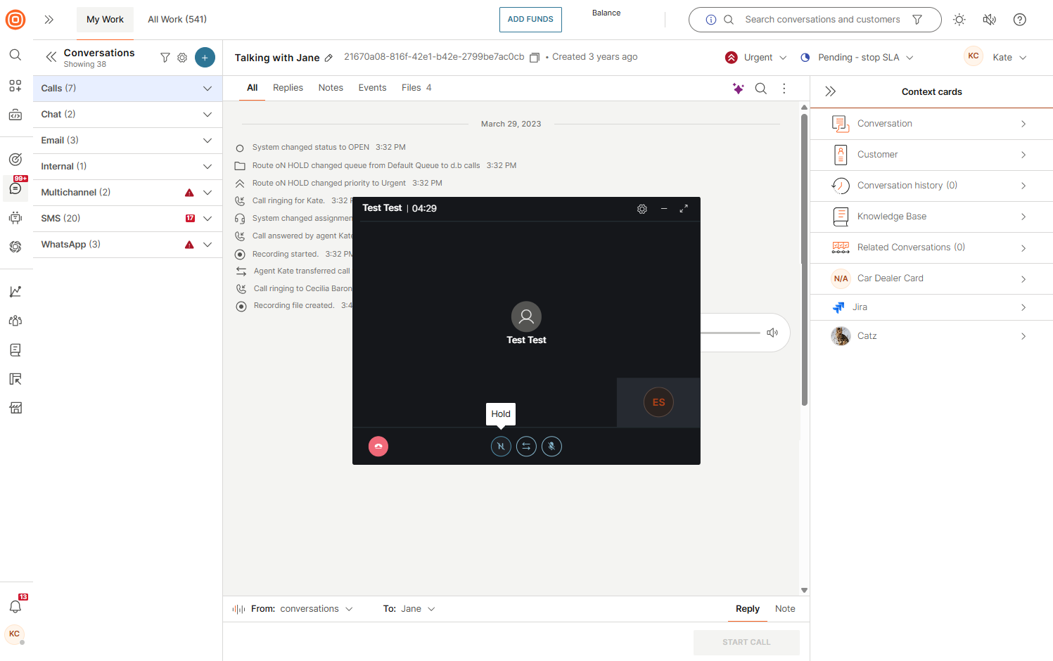 Calls - Call on hold