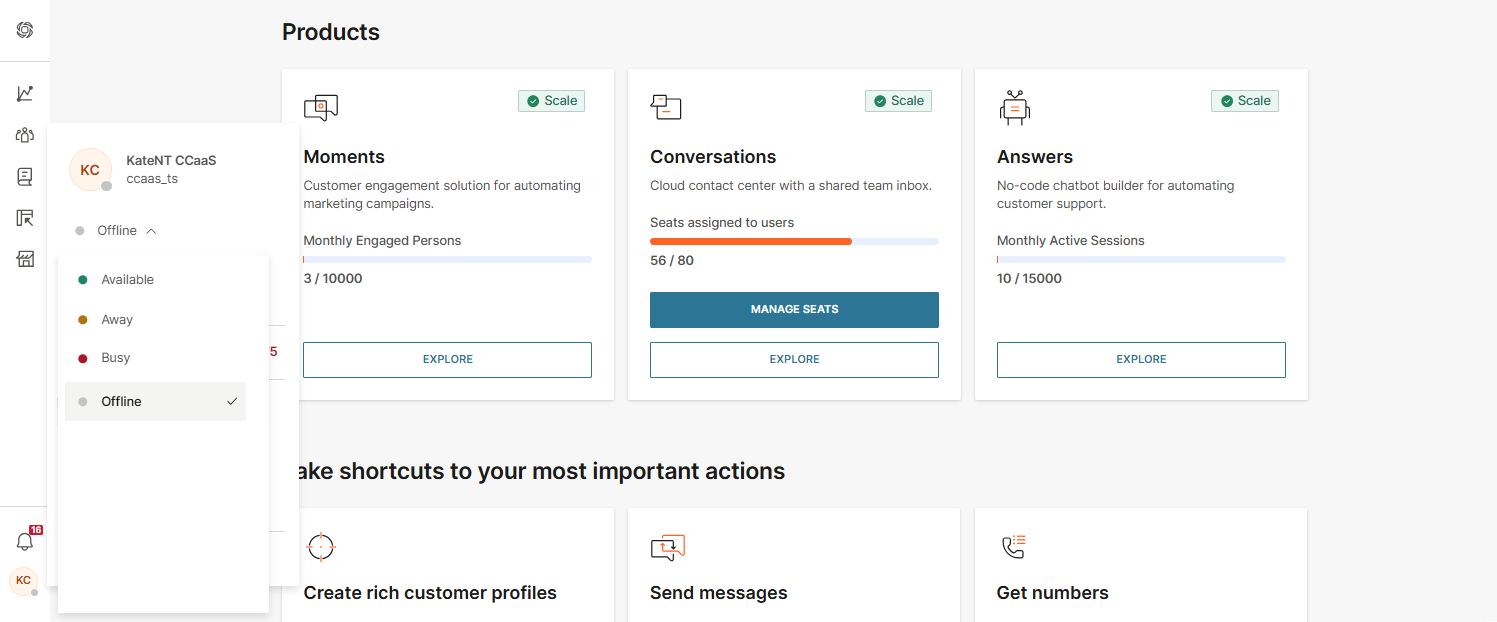 Conversations - Set agent status