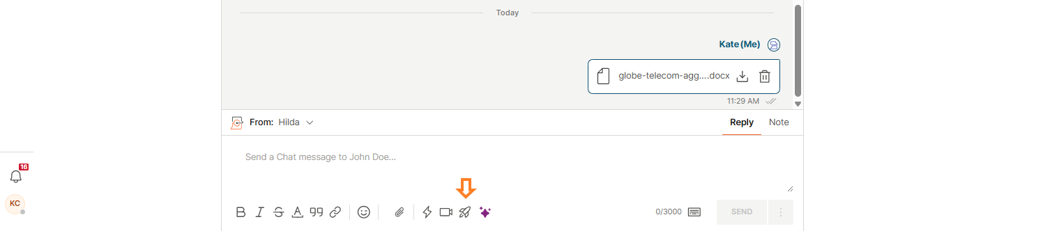 Conversations - Macros icon in chat