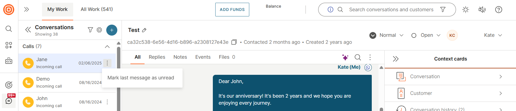 Conversations - Mark messages