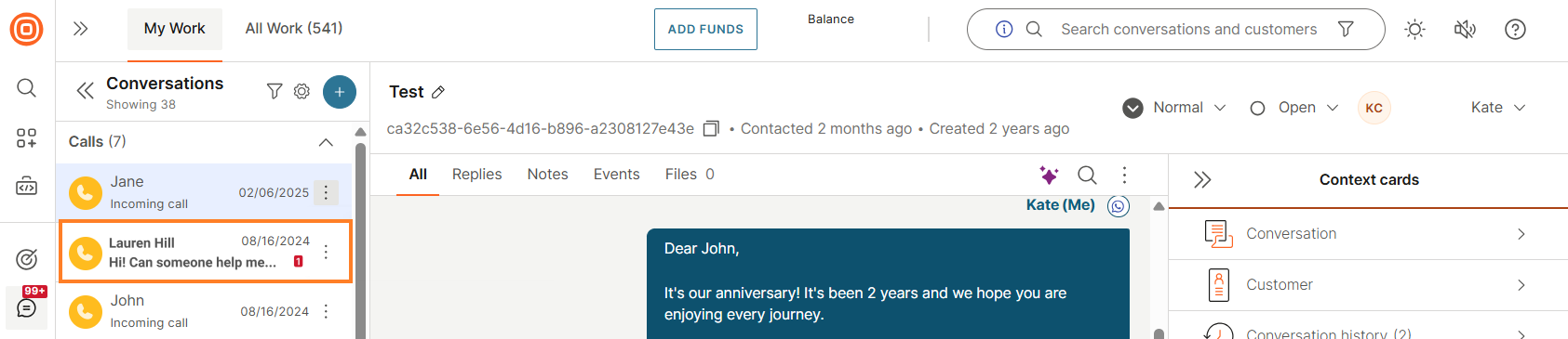 Conversations - Message preview
