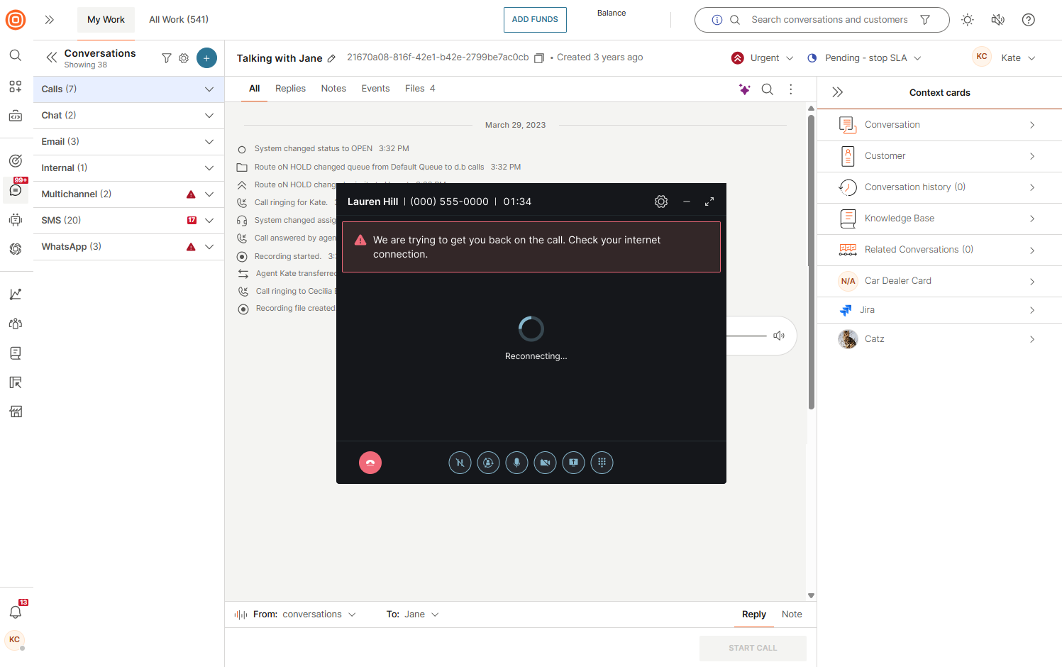Calls - Reconnection of the call