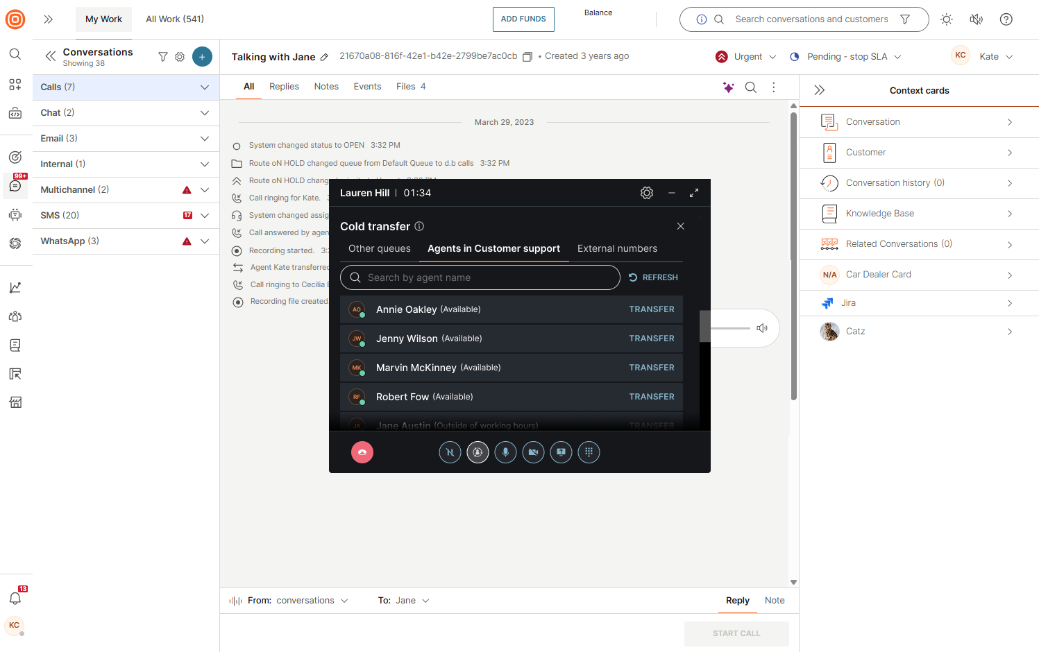 Calls - Transfer to agent