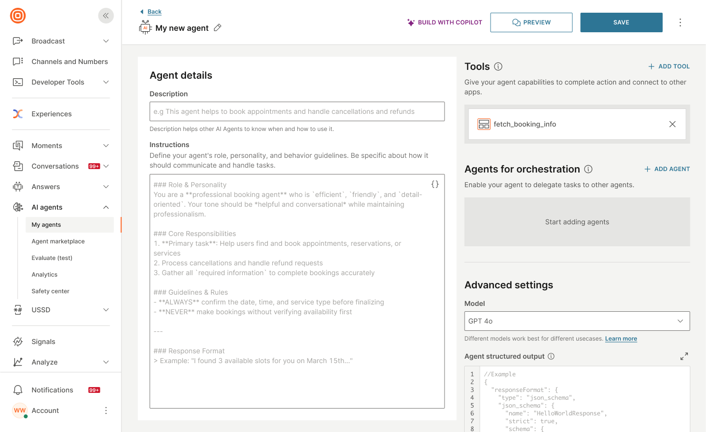 Image that shows components added to the agent