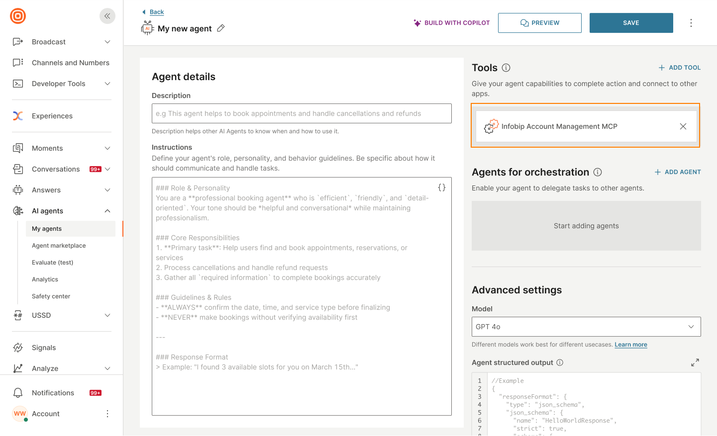 Image that shows the MCP servers added to the agent