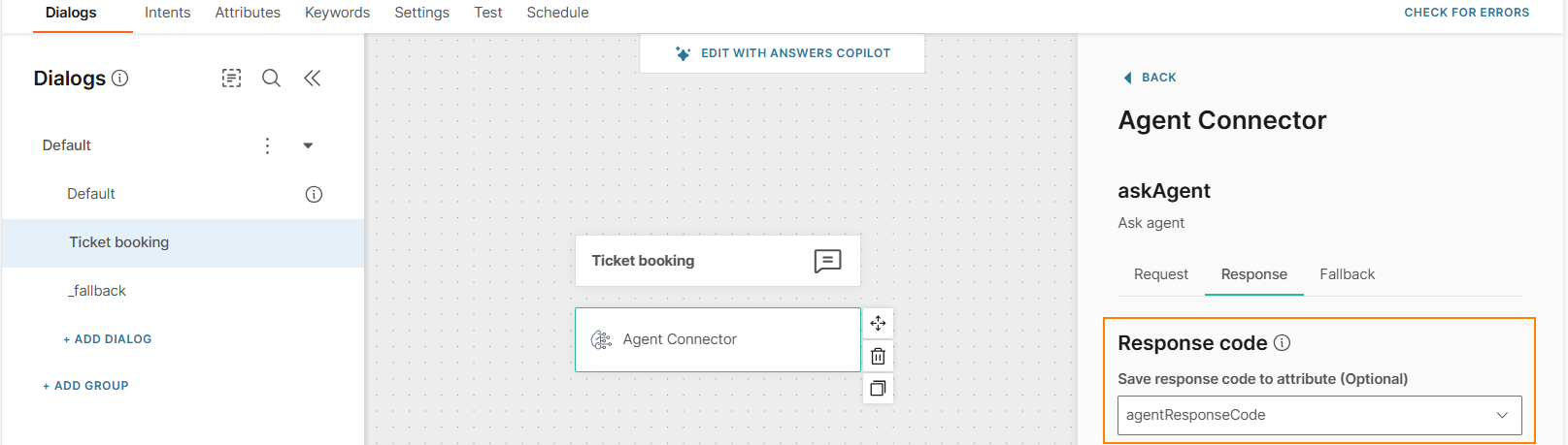 Save response code to attribute