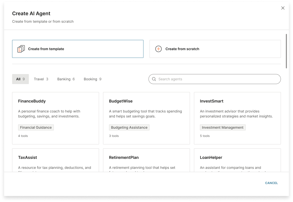 Image that shows a list of templates