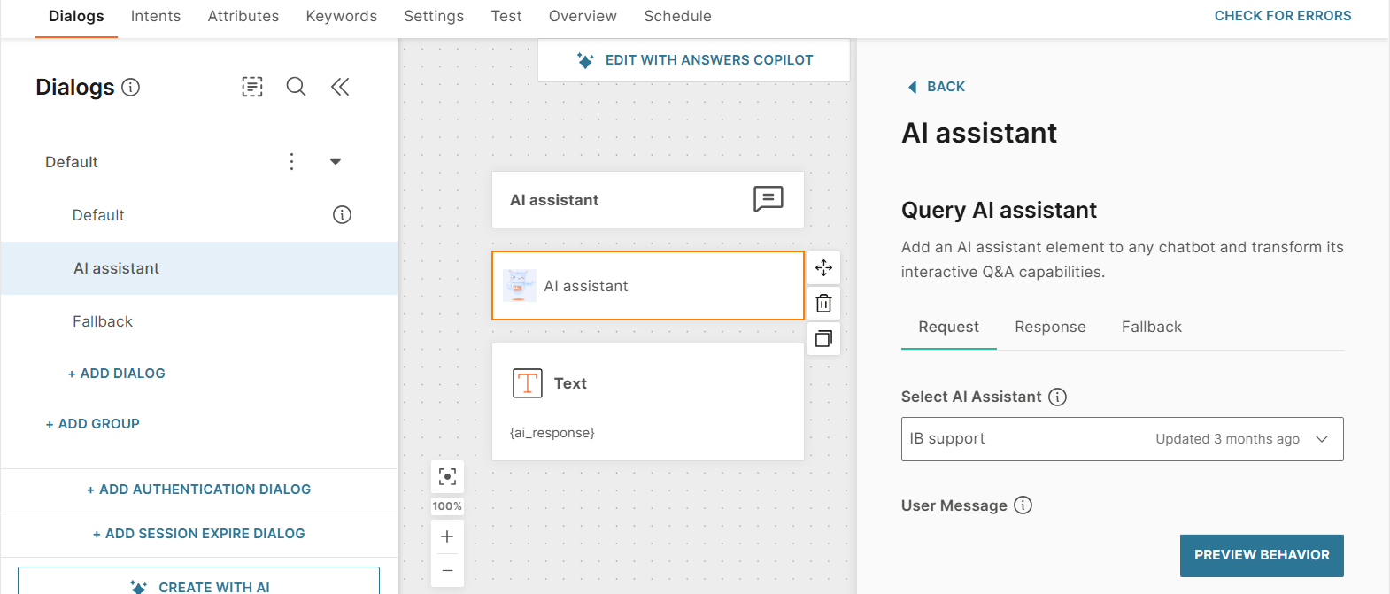 Add AI assistant element