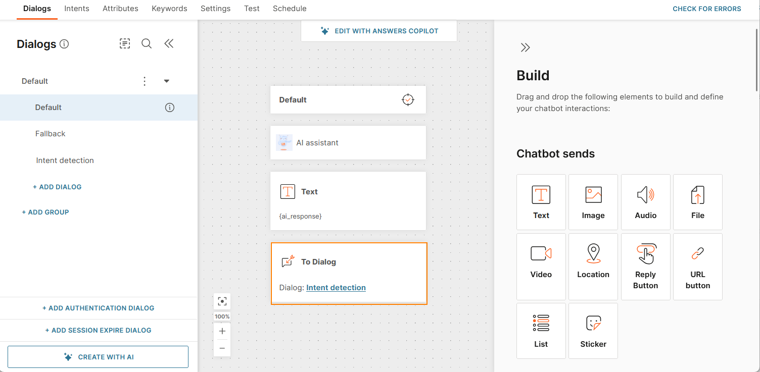 Share the response in a Text element