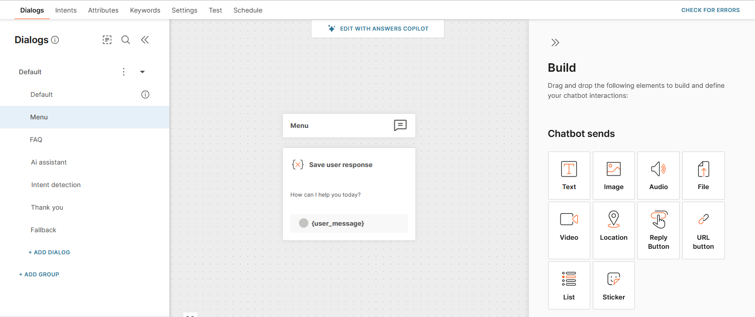 Save the end user's message in an attribute