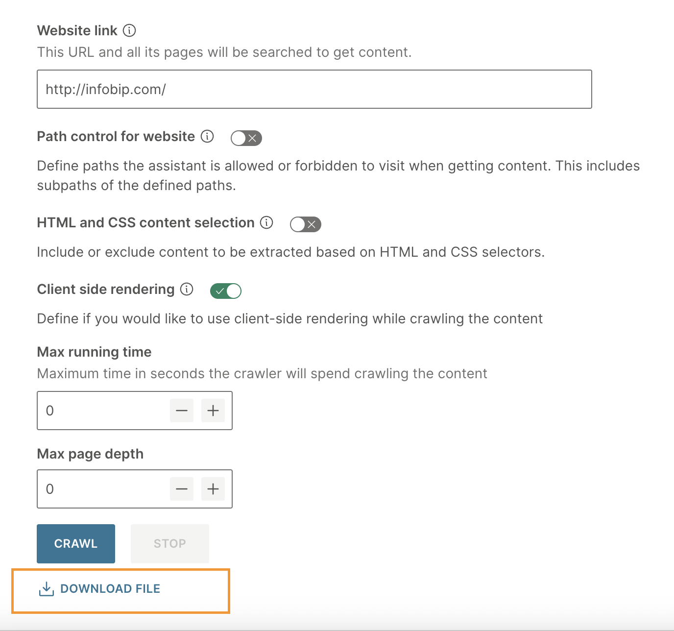 Download the crawler output