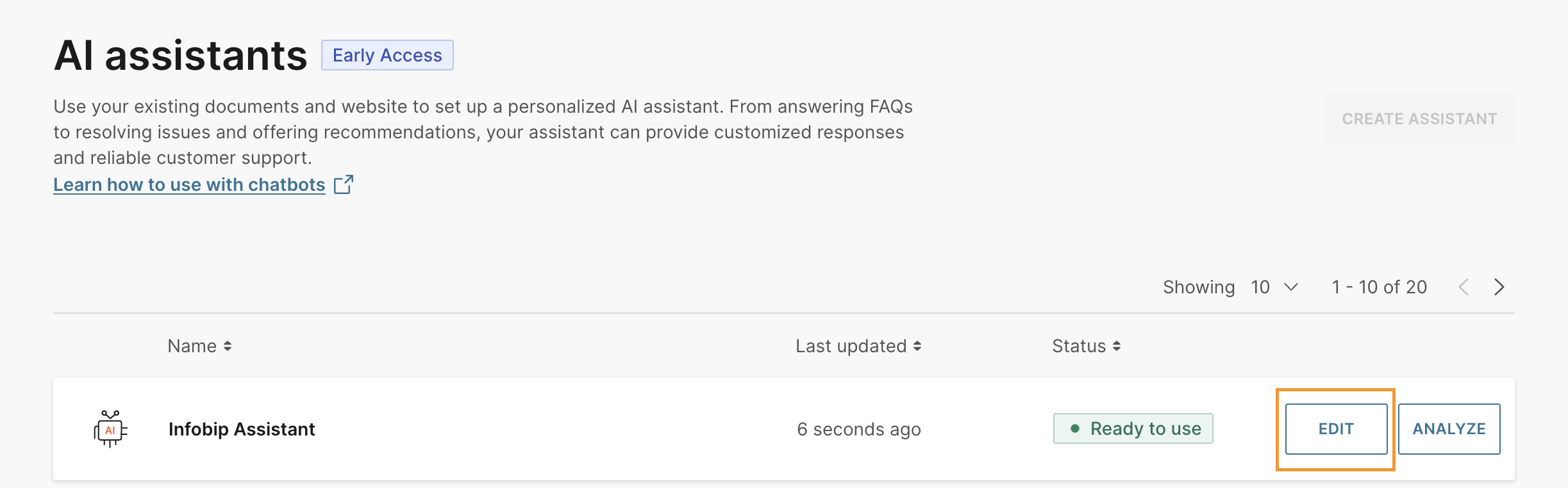 Edit the assistant