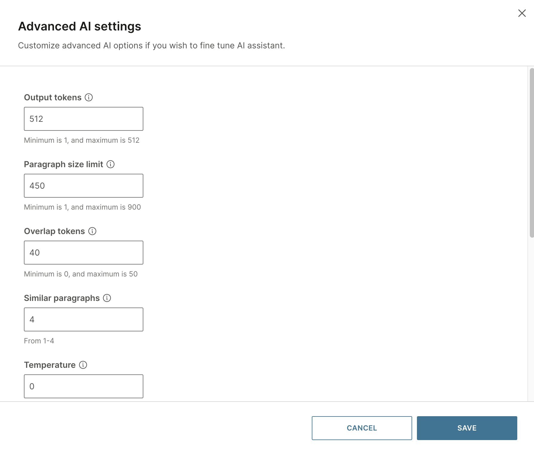 Configure advanced settings in the assistant