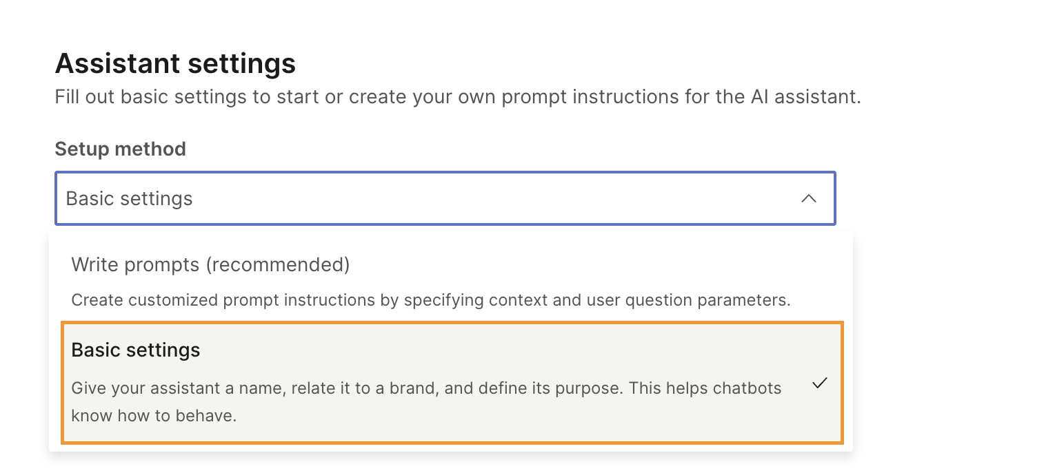 Select the setup method