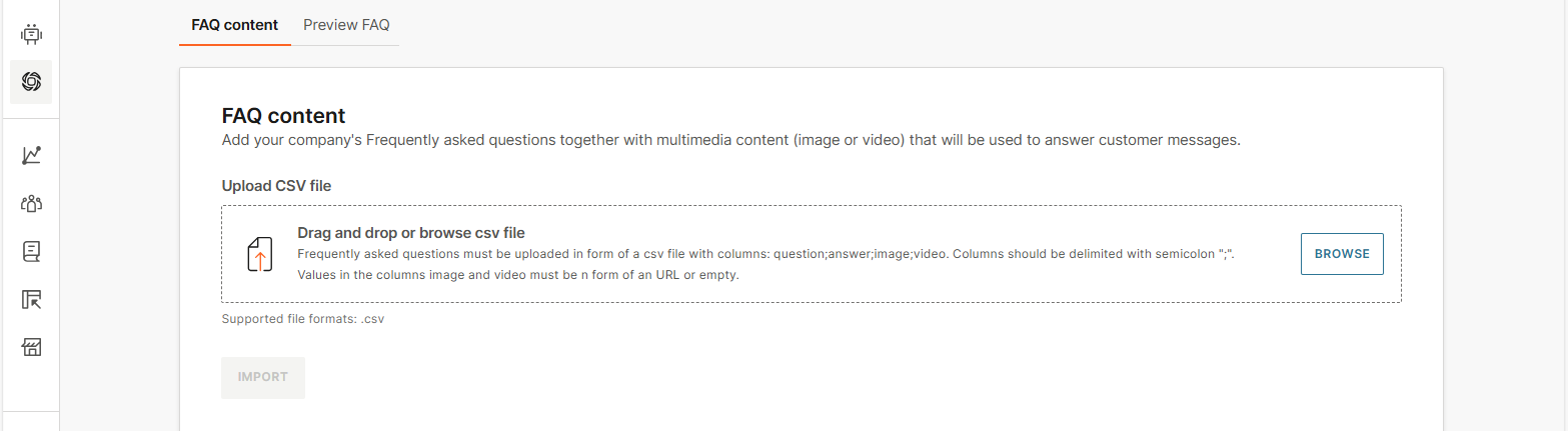Upload the multimedia FAQ file