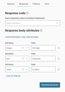 Configure the Response tab in the element