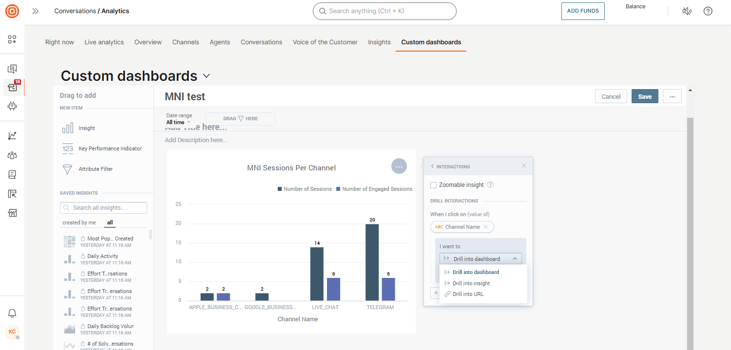 Conversations - Analytics I want to section
