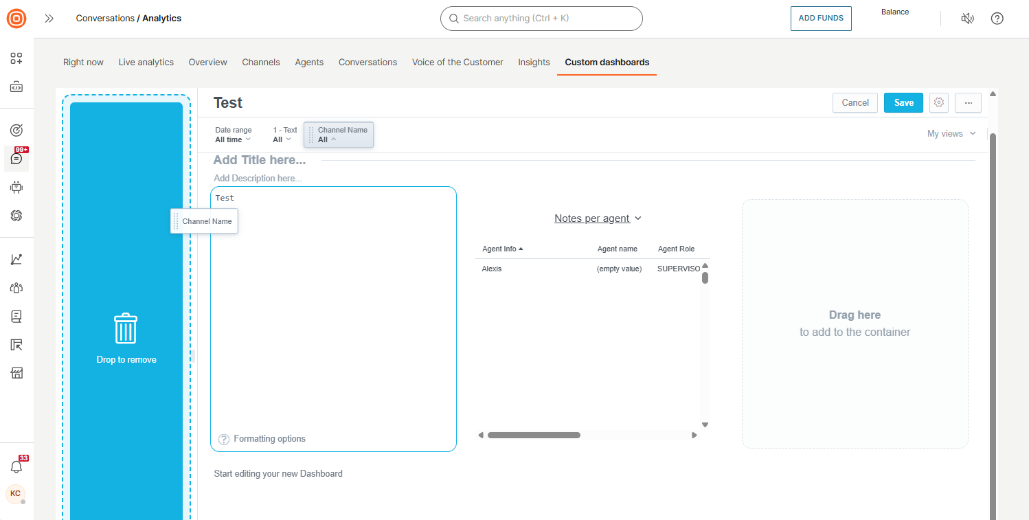 Conversations - Drop to remove filter