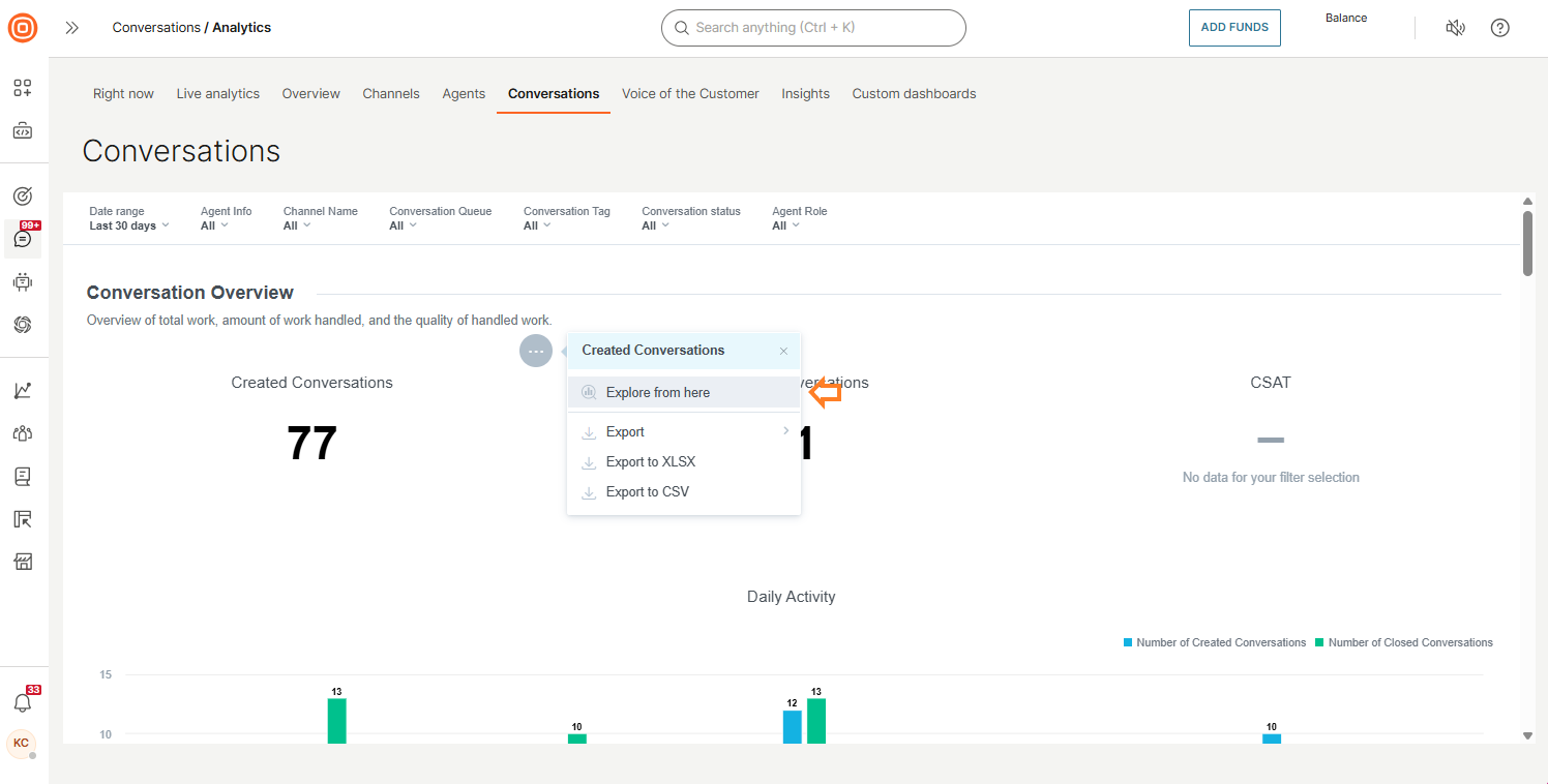 Conversations - Edit existing report