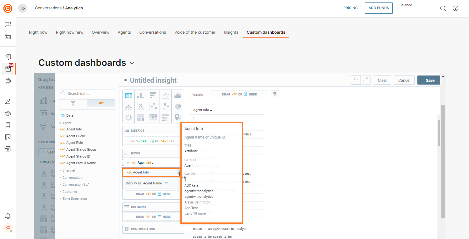Analytics - Attributes additional info in Insights