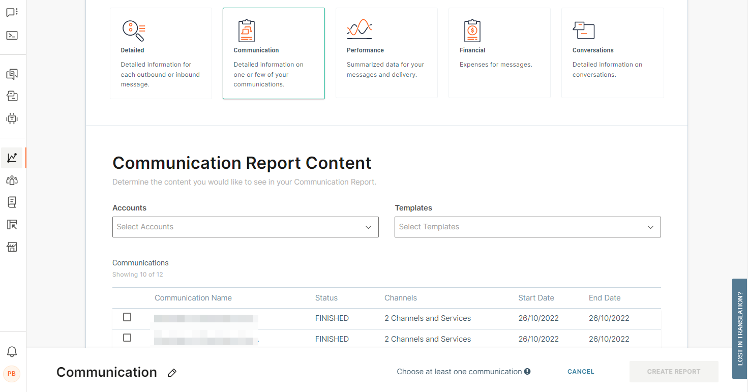 Create Communication report