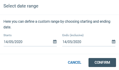 Select date range for Answers Analyze dashboard