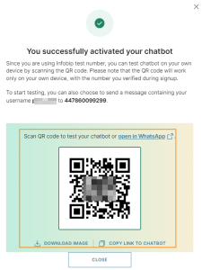 Get the QR code and chatbot link