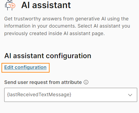 Edit configuration from AI Assistant element