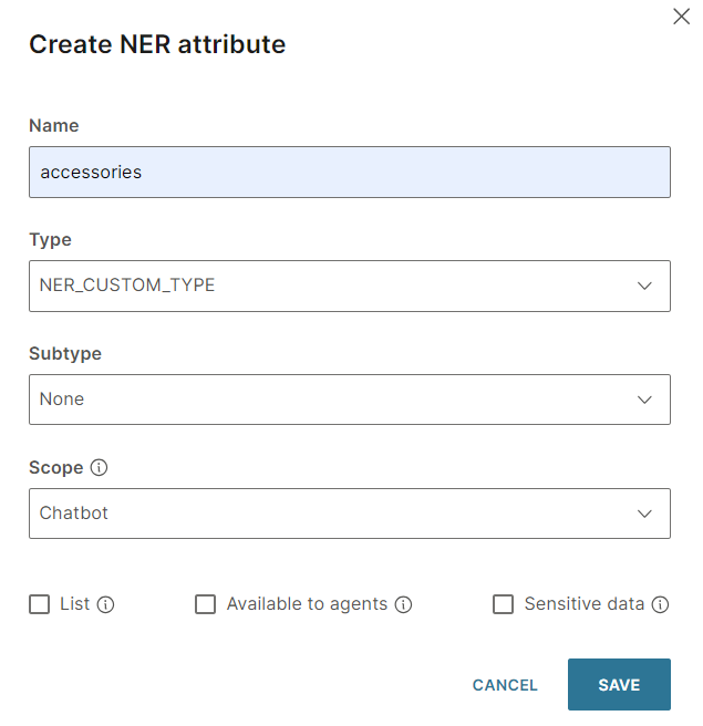 Create a NER attribute