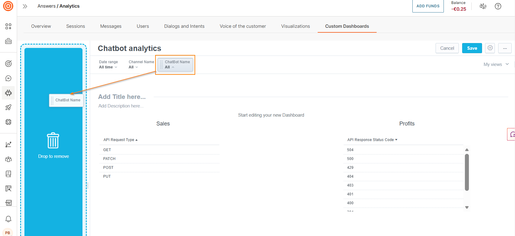 Image that shows how to remove an attribute filter from the dashboard