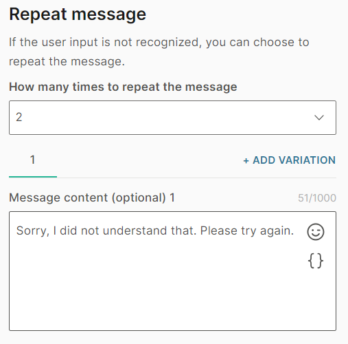 Configure Repeat options