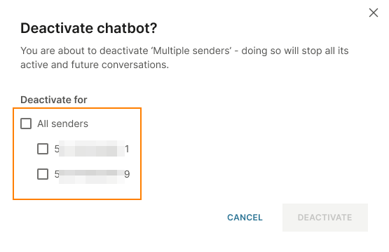 Deactivate the chatbot