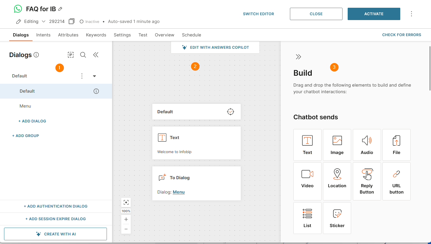 Chatbot editor