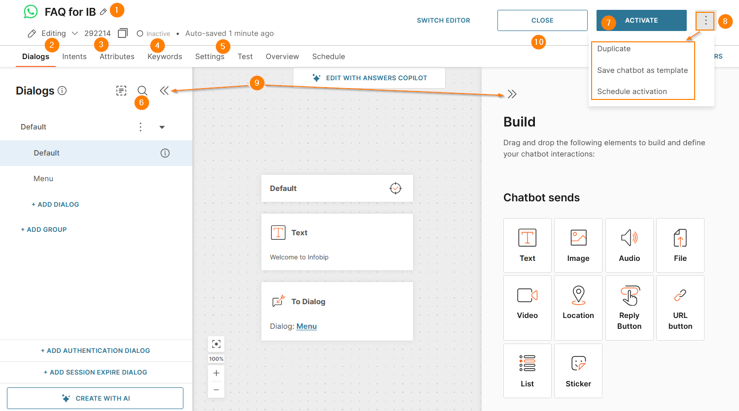 How to use the chatbot editor