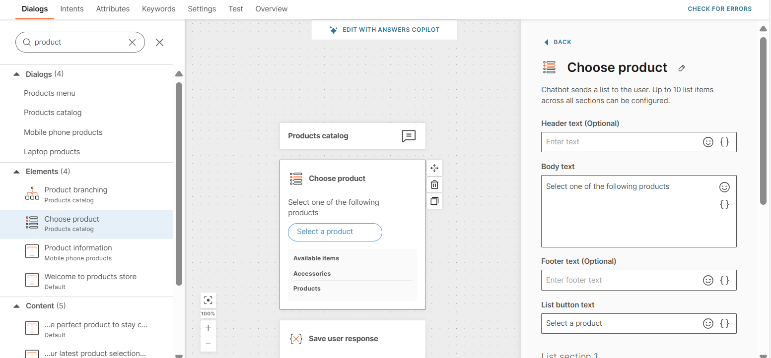 Search within the chatbot