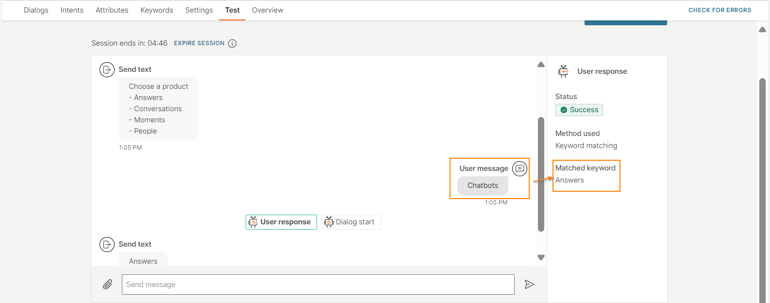 How to use keywords - Test in simulator