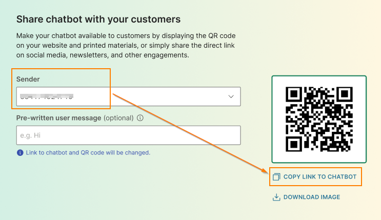 Copy the chatbot link