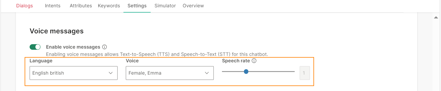 Select language and voice options