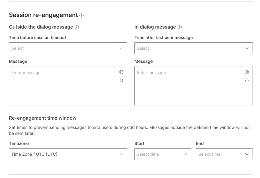 Image that shows the fields for session re-engagement