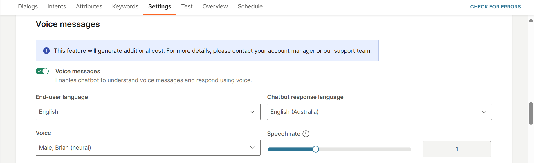 Select language and voice options