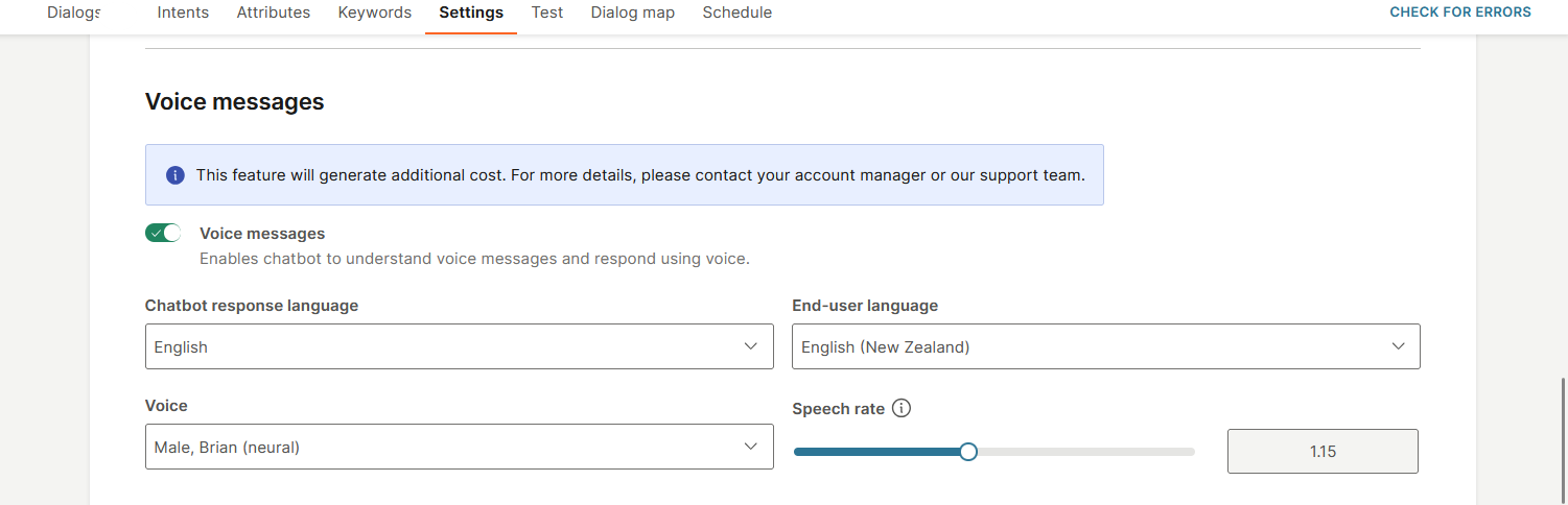 Select language and voice options